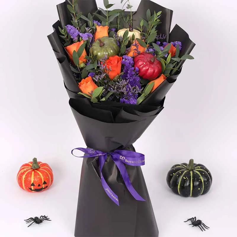 Halloween 7 Orange Roses Bouquet