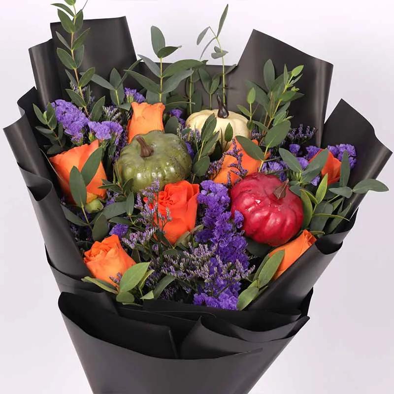 Halloween 7 Orange Roses Bouquet