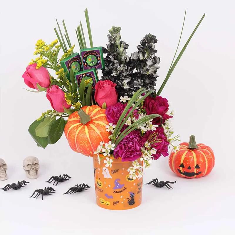 Halloween Flower and Chocolate Bucket