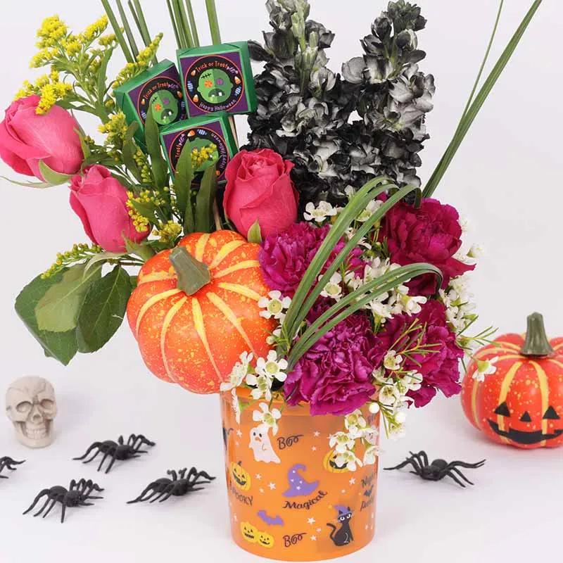 Halloween Flower and Chocolate Bucket