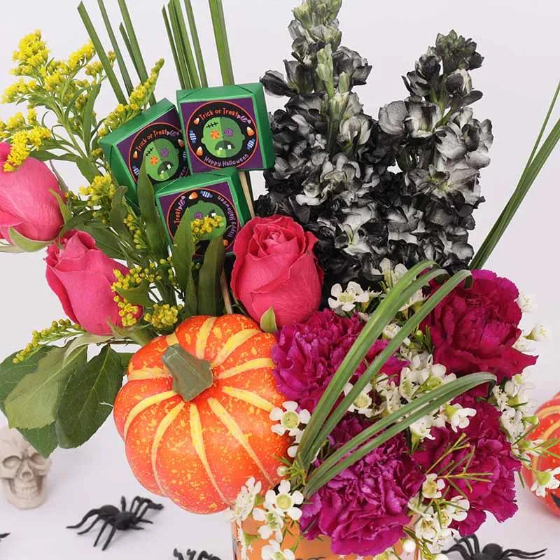 Halloween Flower and Chocolate Bucket