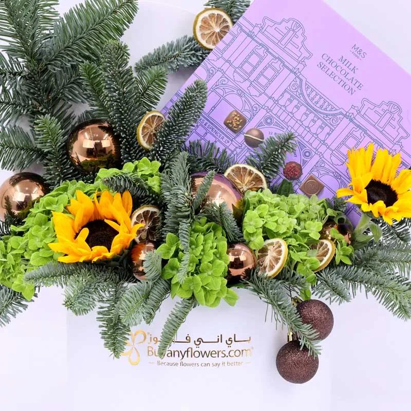 Holiday Warmth Flowers and Chocolates