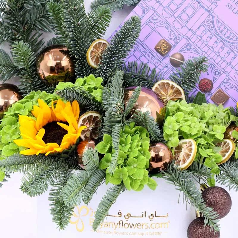 Holiday Warmth Flowers and Chocolates