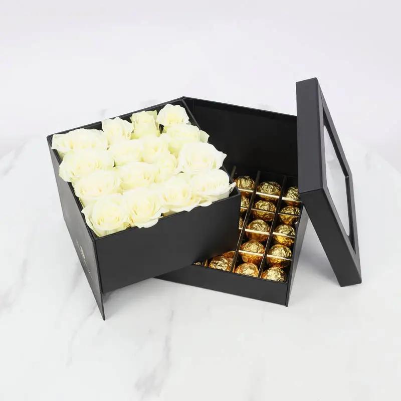 Ice White Roses and Chocolates Box