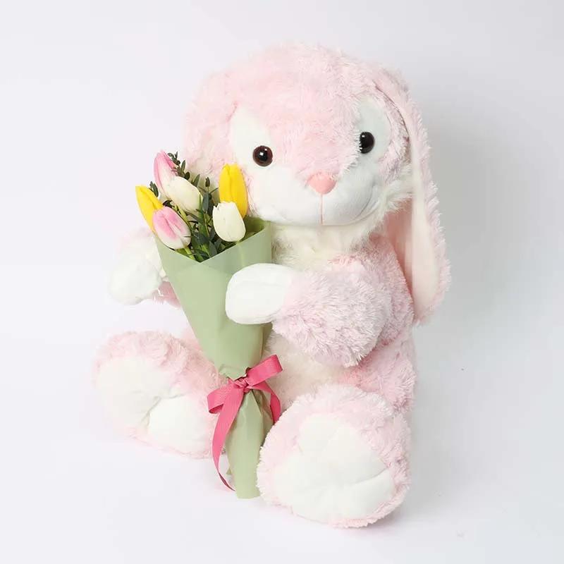 Large Bunny and Mix Tulips Bunch