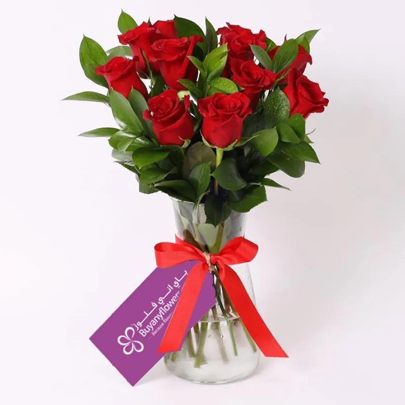 Lovable 11 Red Roses in Vase