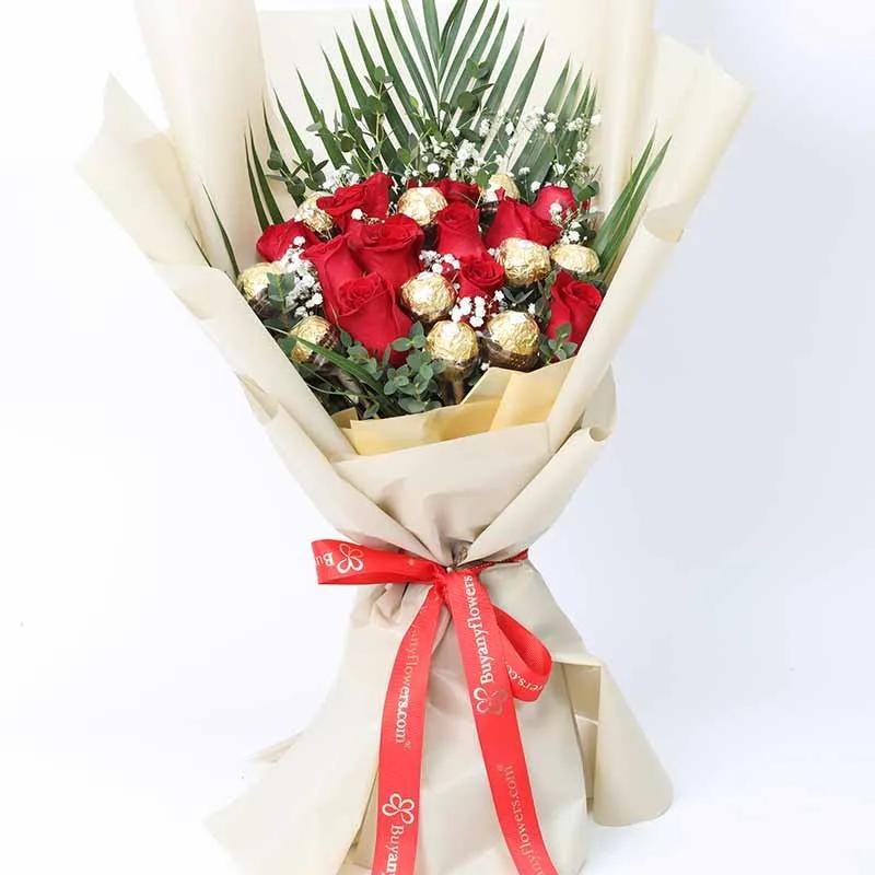 Love 11 Red Roses and Ferrero Bouquet