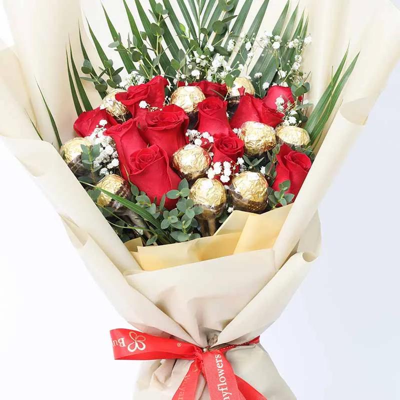 Love 11 Red Roses and Ferrero Bouquet
