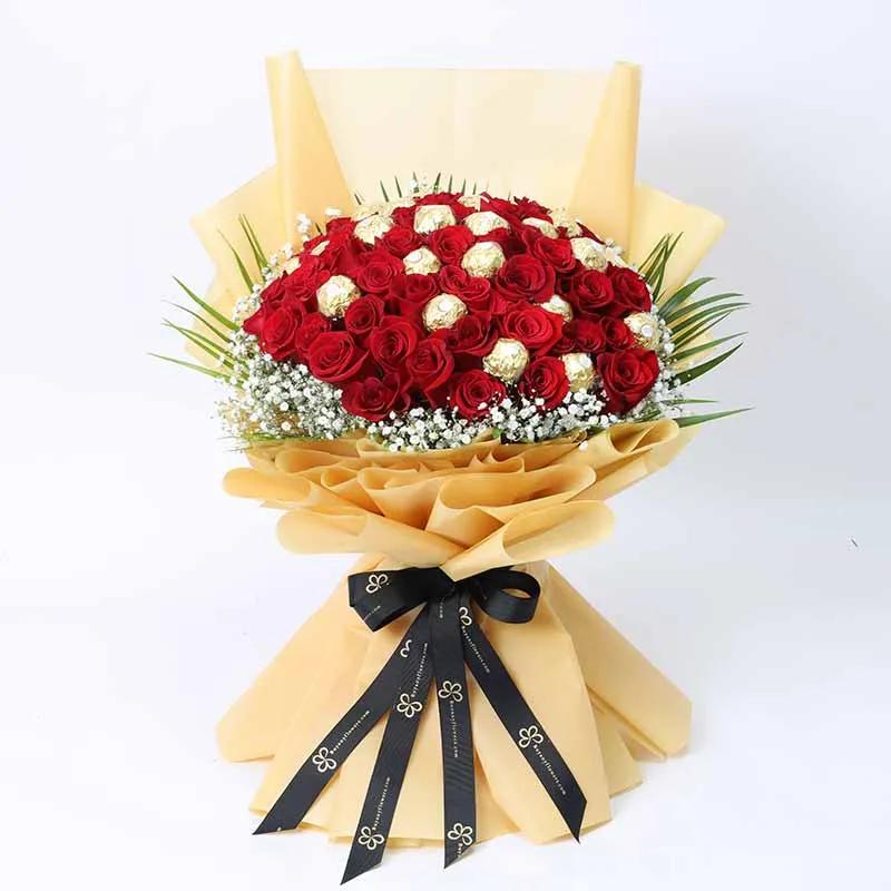 Love 51 Red Roses and Ferrero Bouquet