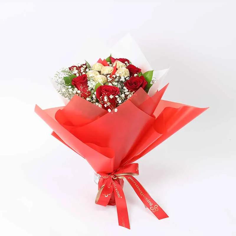 Love 7 Red Roses and Ferrero Bouquet