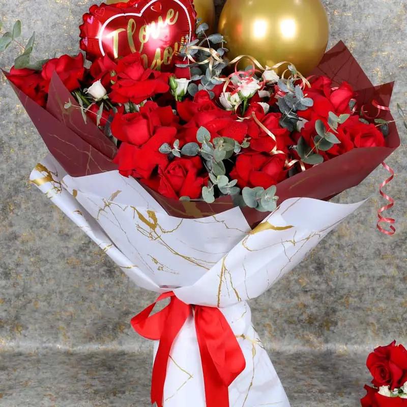 Love Red Roses and Balloons Bouquet