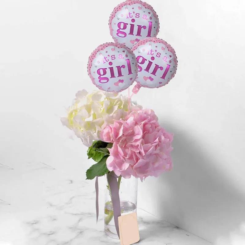 Make Me Blush and 3 Its a Girl Balloons