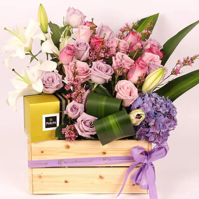 Mauve Flower Arrangement and Patchi