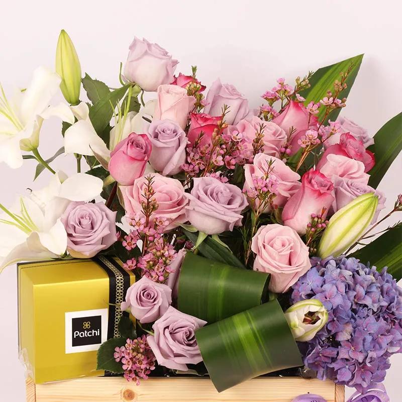 Mauve Flower Arrangement and Patchi