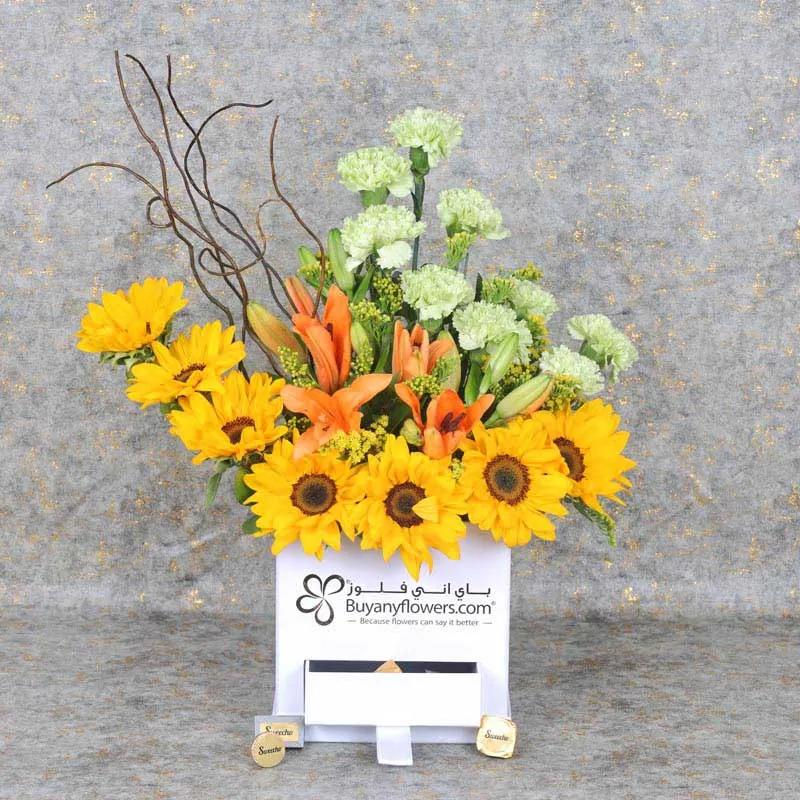 Morning Glow Flower Box and Chocolates