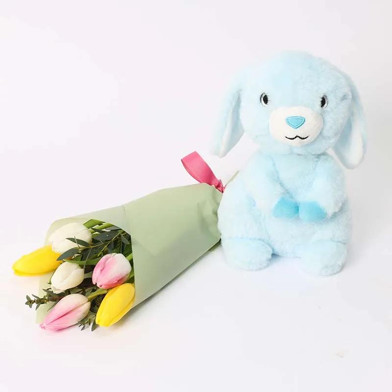 Natures Bulb and Blue Bunny Soft Toy