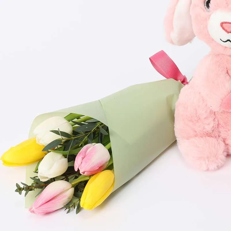 Natures Bulb and Pink Bunny Soft Toy