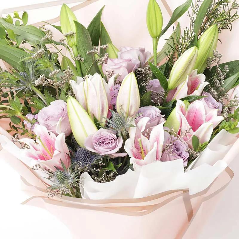 Pastel Roses and Lilies Bouquet