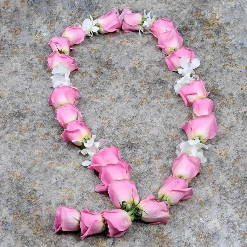 Pink Roses and White Orchid Garland