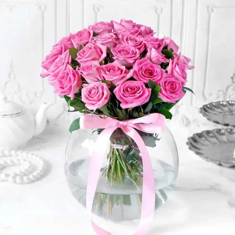 Pink Roses in Fish Bowl