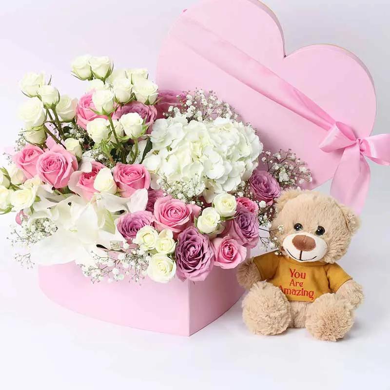 Pure Heart Flower and Teddy