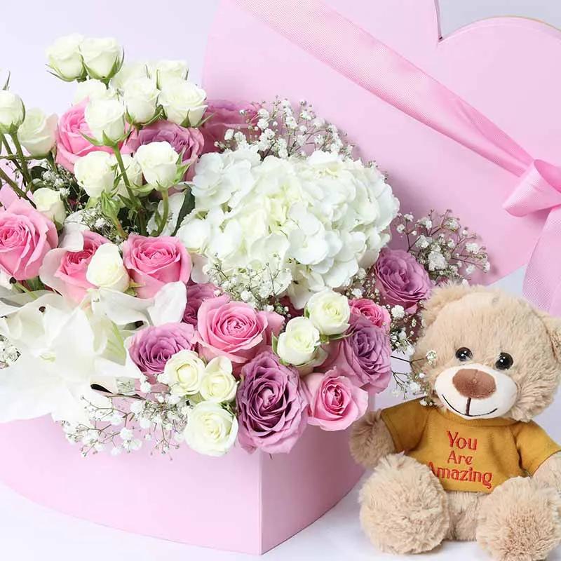Pure Heart Flower and Teddy