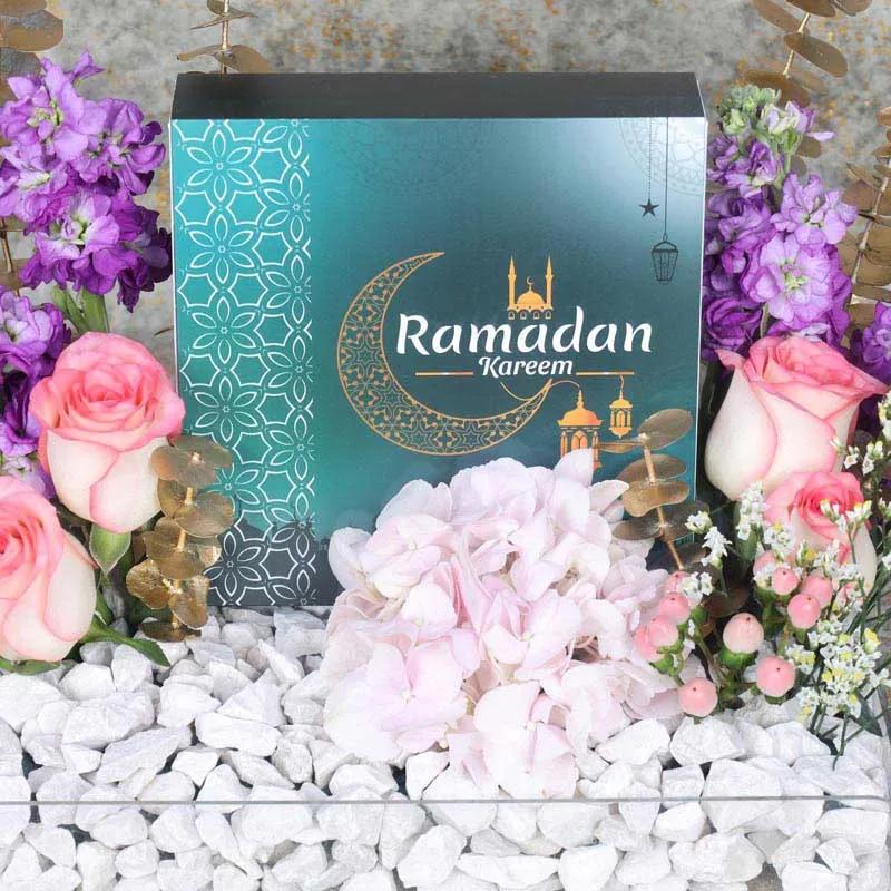 Ramadan Flower Chocolate Tray Green