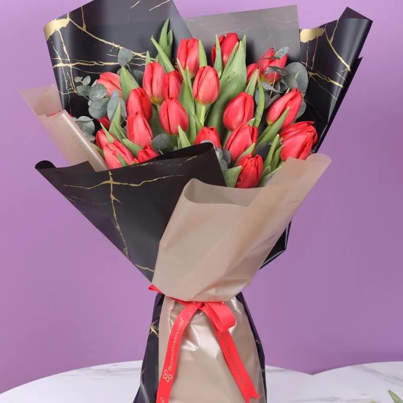 Red Beauty 25 Tulips Bouquet