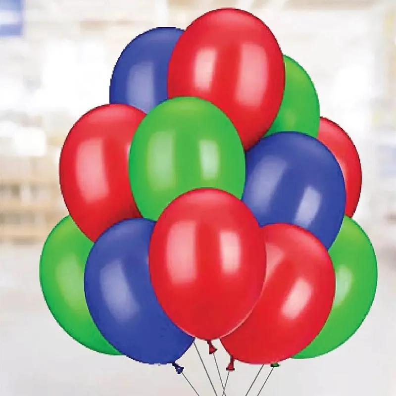 Red Green N Blue Helium Balloons 12 Pcs