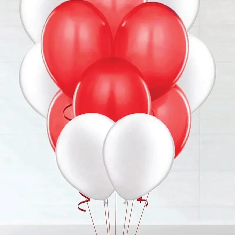 Red and White Helium Balloons 10 Pcs