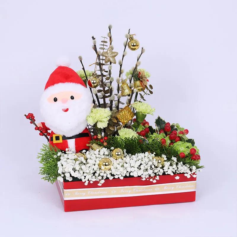 Santas Wishes Flower Tray Red