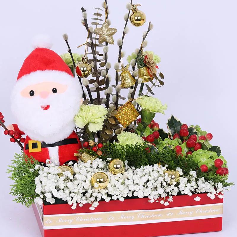 Santas Wishes Flower Tray Red