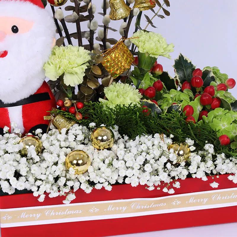 Santas Wishes Flower Tray Red