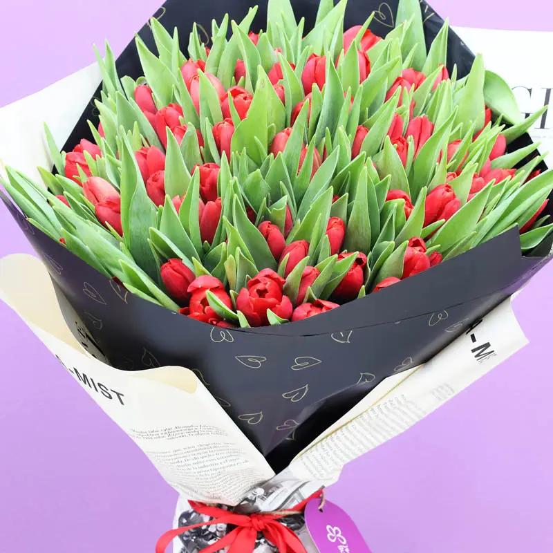 Scarlet 101 Red Tulips Bouquet