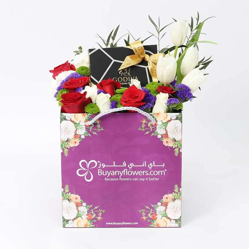 Scarlet Floral Godiva Arragement