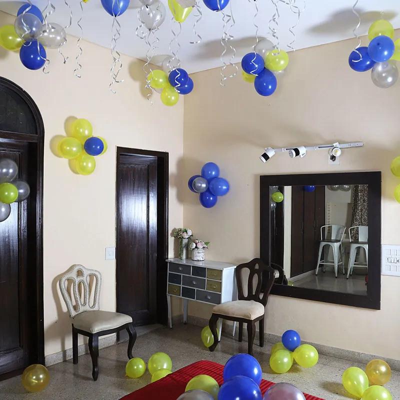 Silver Yellow N Blue Balloon Decor