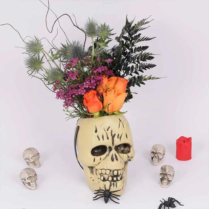 Skullful Sunset Flower Arrangement