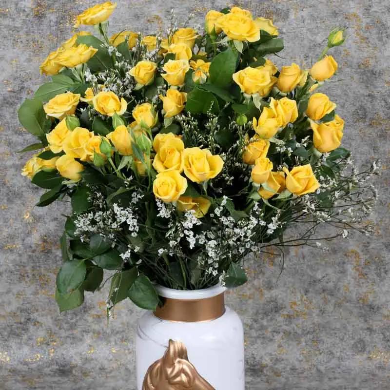 Sunny 11 Yellow Baby Roses Arrangement