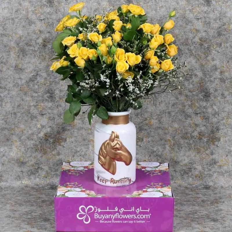 Sunny 11 Yellow Baby Roses Arrangement