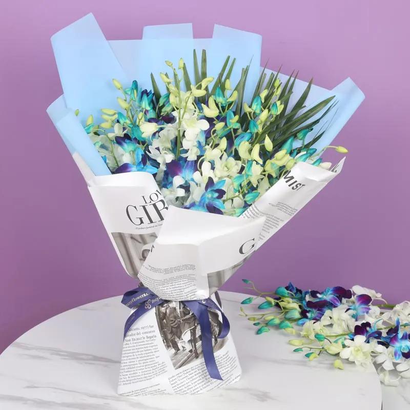 True 21 Blue and White Orchid Bouquet