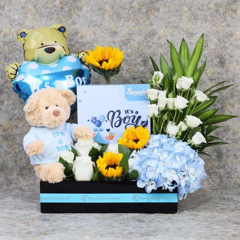Welcome Baby Boy Flower Hamper