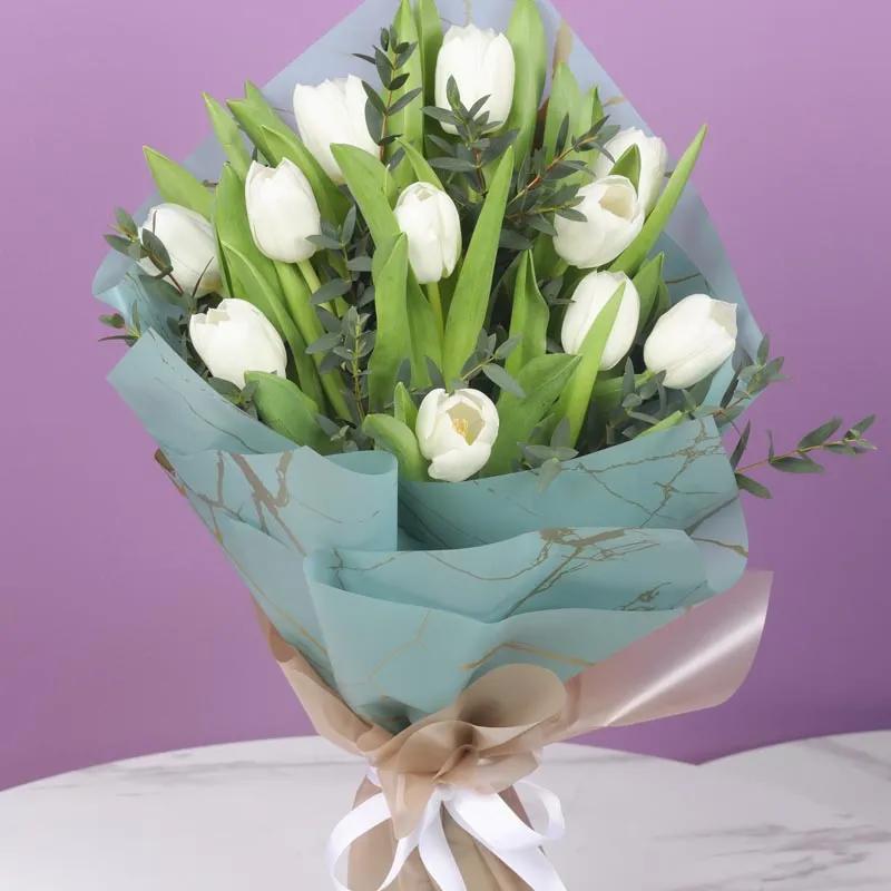 White Beauty 11 Tulips Bouquet