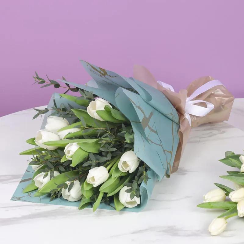 White Beauty 11 Tulips Bouquet