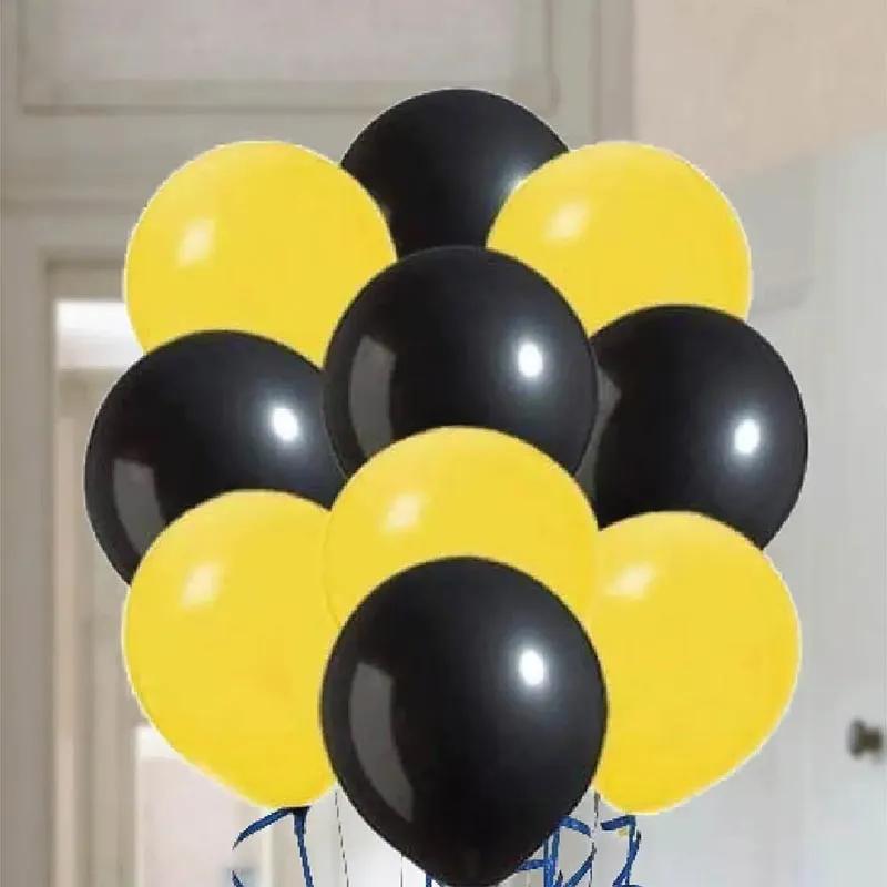Yellow N Black Helium Balloons 10 Pcs