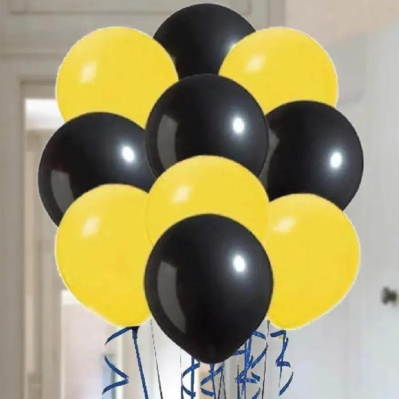 Yellow N Black Helium Balloons 10 Pcs