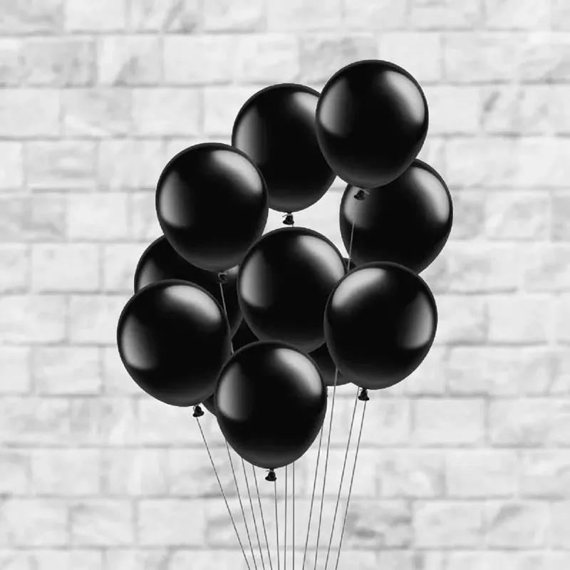 Black Latex Helium Balloons 10 Pcs