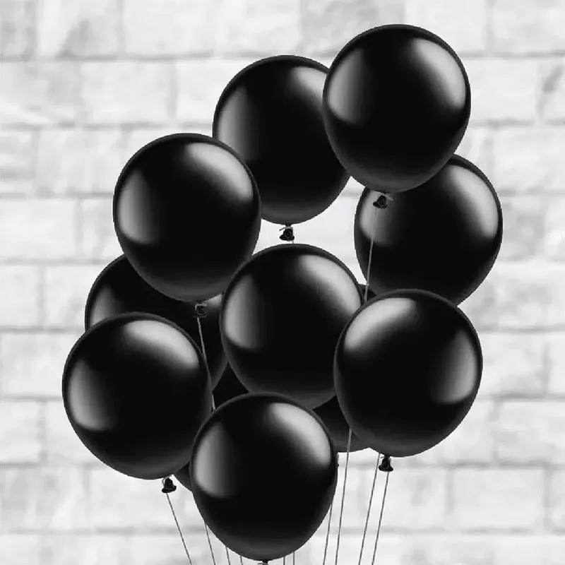 Black Latex Helium Balloons 10 Pcs
