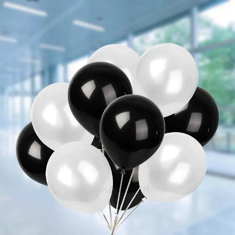 Black and White Helium Balloons 10 Pcs