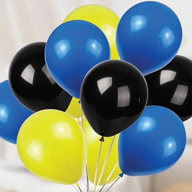 Blue Black N Yellow Helium Balloons 12 Pcs