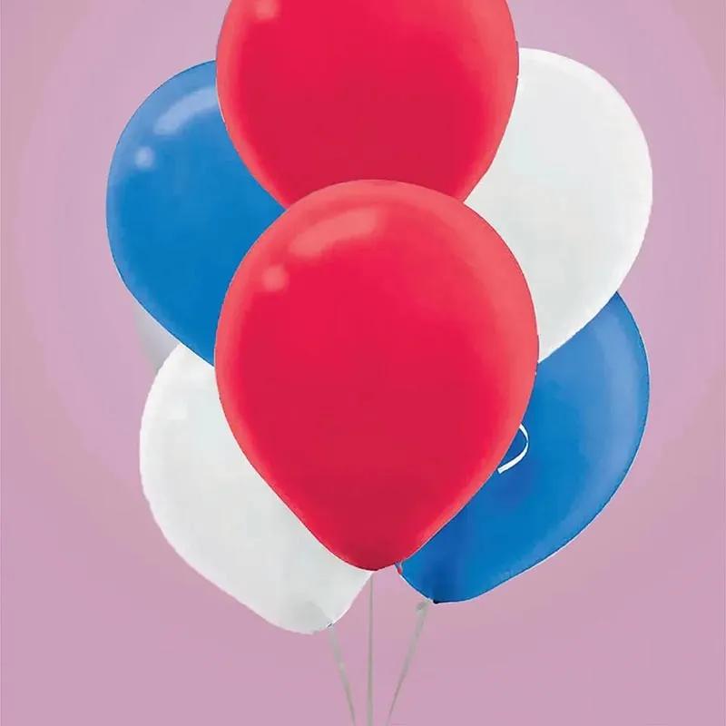 Blue White N Red Helium Balloons 12 Pcs